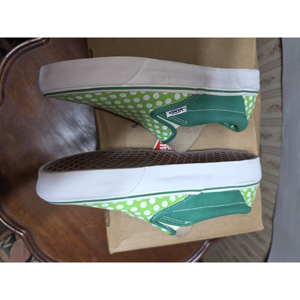 Vans Classic Slip On Polka Dot Lime Green White Womens 8 Mens 6.5 NWOB - Picture 7 of 9